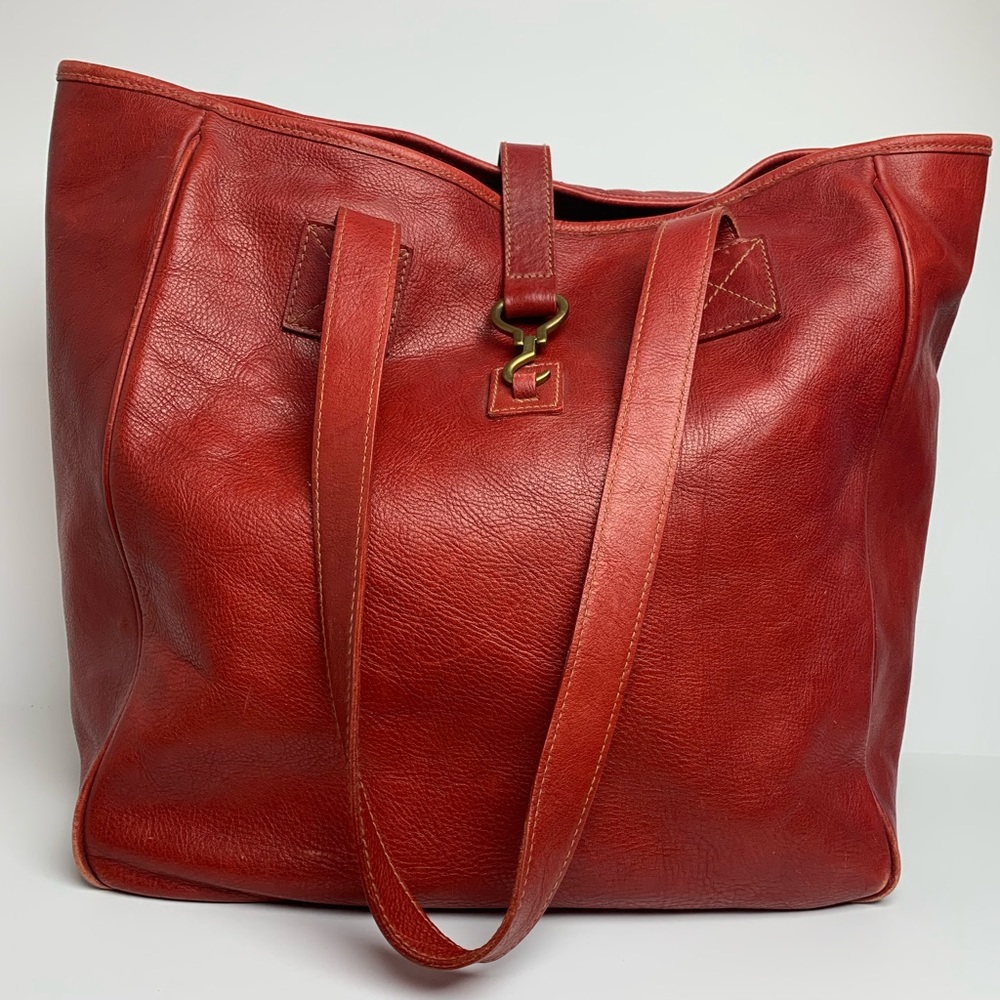 Ralph Lauren Leather Oversized Tote Red